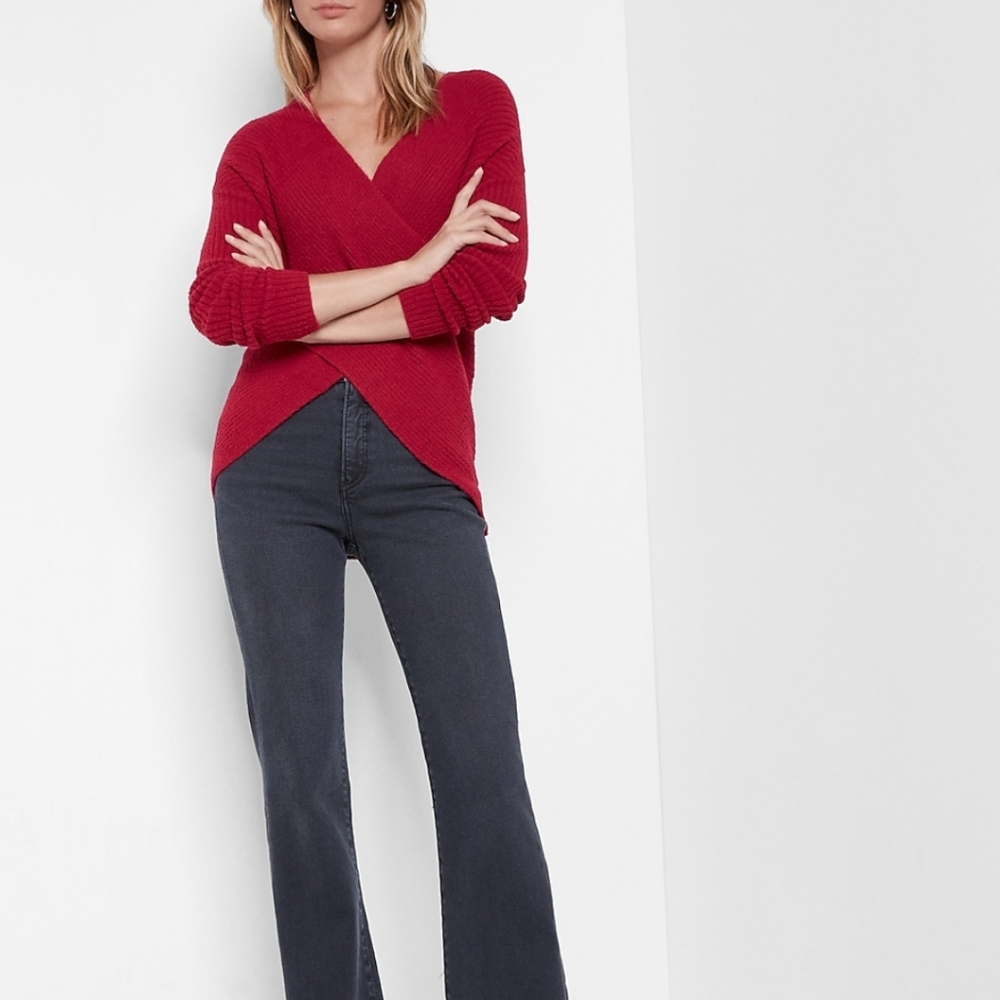 NWT Express Red Cozy Wrap Sweater